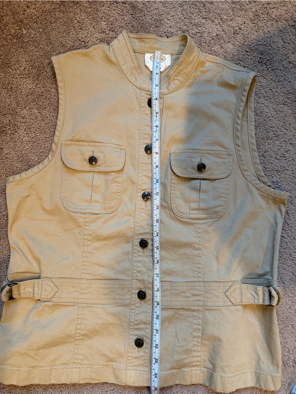 Talbots Beige Button-Front Utility Vest - Picture 5 of 8